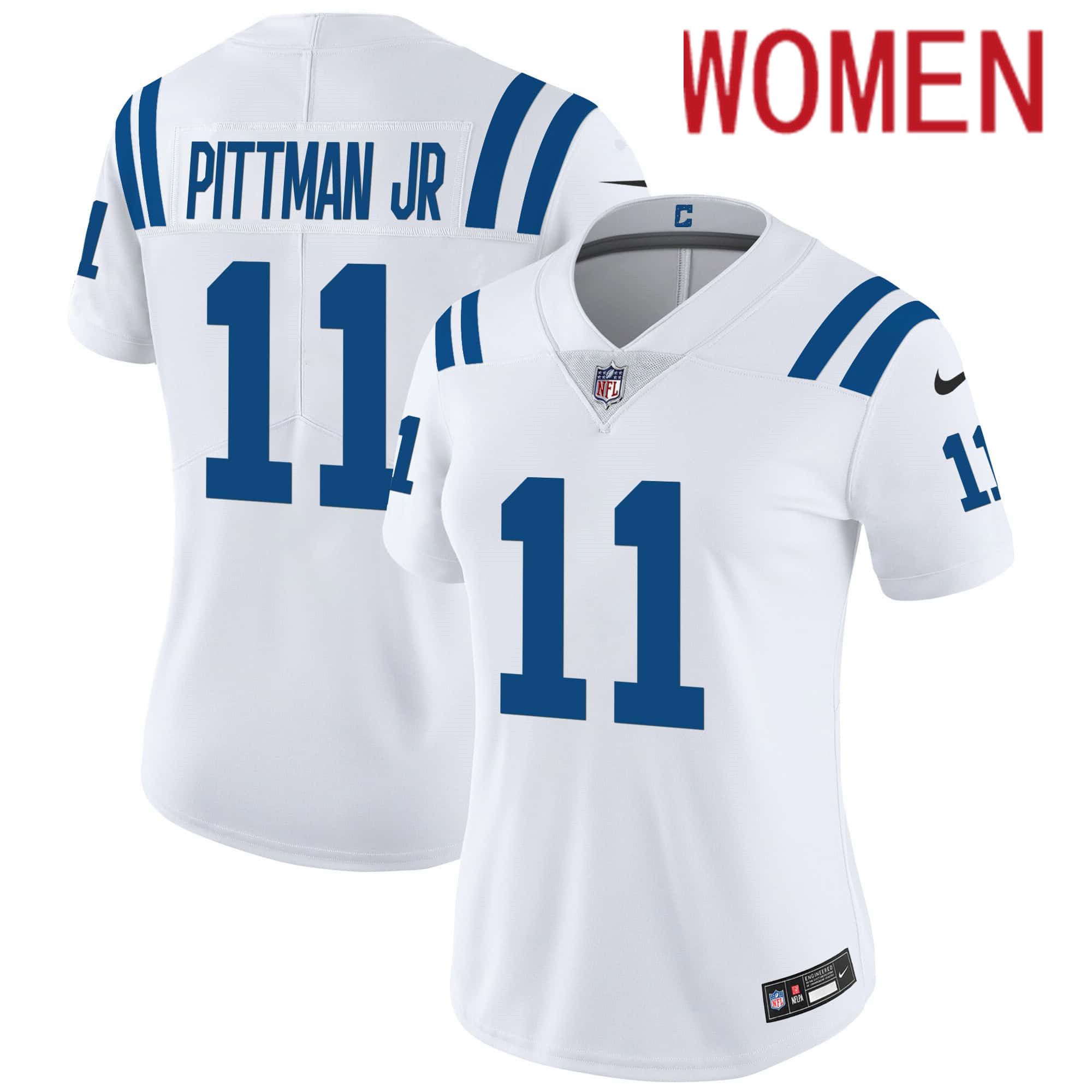 Women Indianapolis Colts #11 Pittman jr White 2024 Nike Vapor Limited NFL Jersey->women nfl jersey->Women Jersey